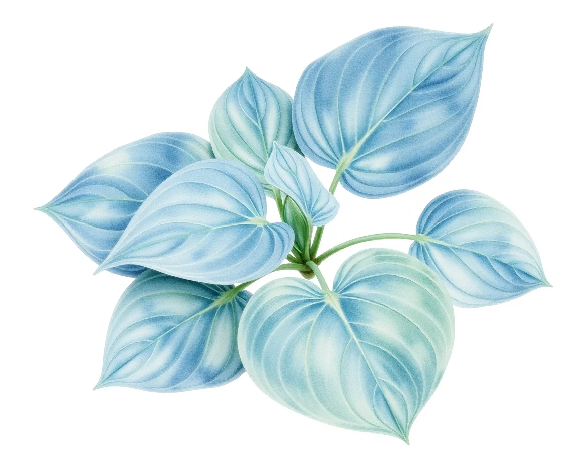 Watercolor illustration of Hosta 'Shadow's Web'