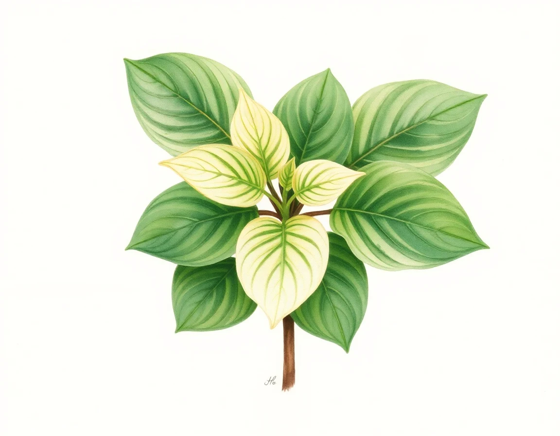 Watercolor illustration of Hosta 'Shady Choice'