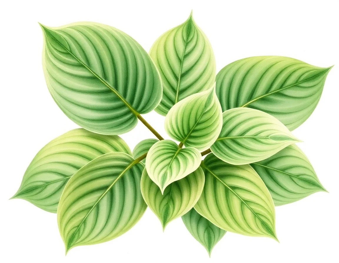 Watercolor illustration of Hosta 'Shalimar'