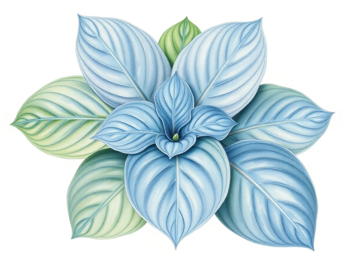 Watercolor illustration of Hosta 'Shawmut'