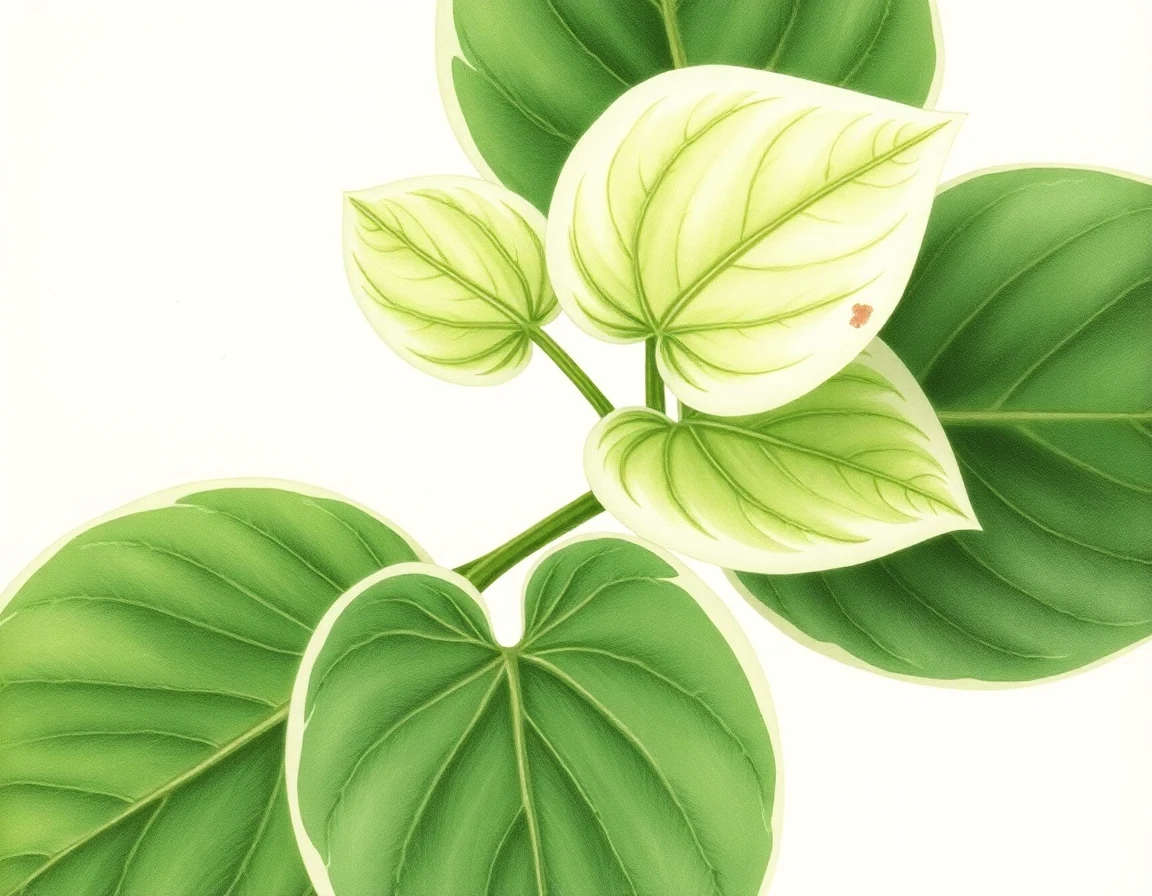Watercolor illustration of Hosta 'Shere Khan'