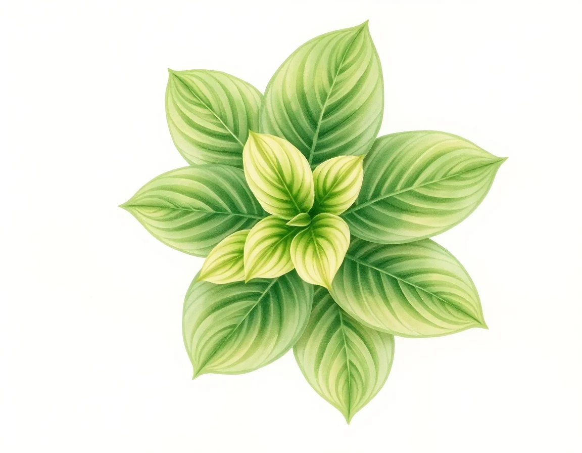 Watercolor illustration of Hosta 'Shine On'
