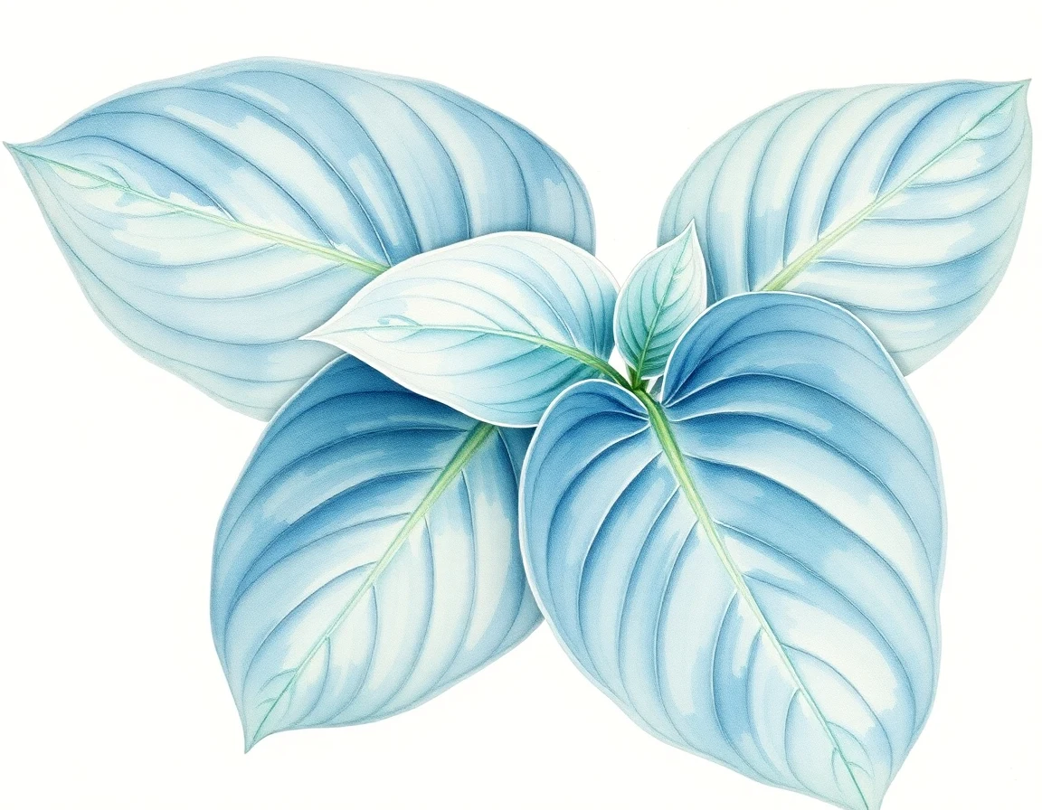 Watercolor illustration of Hosta 'Shirley Vaughn'