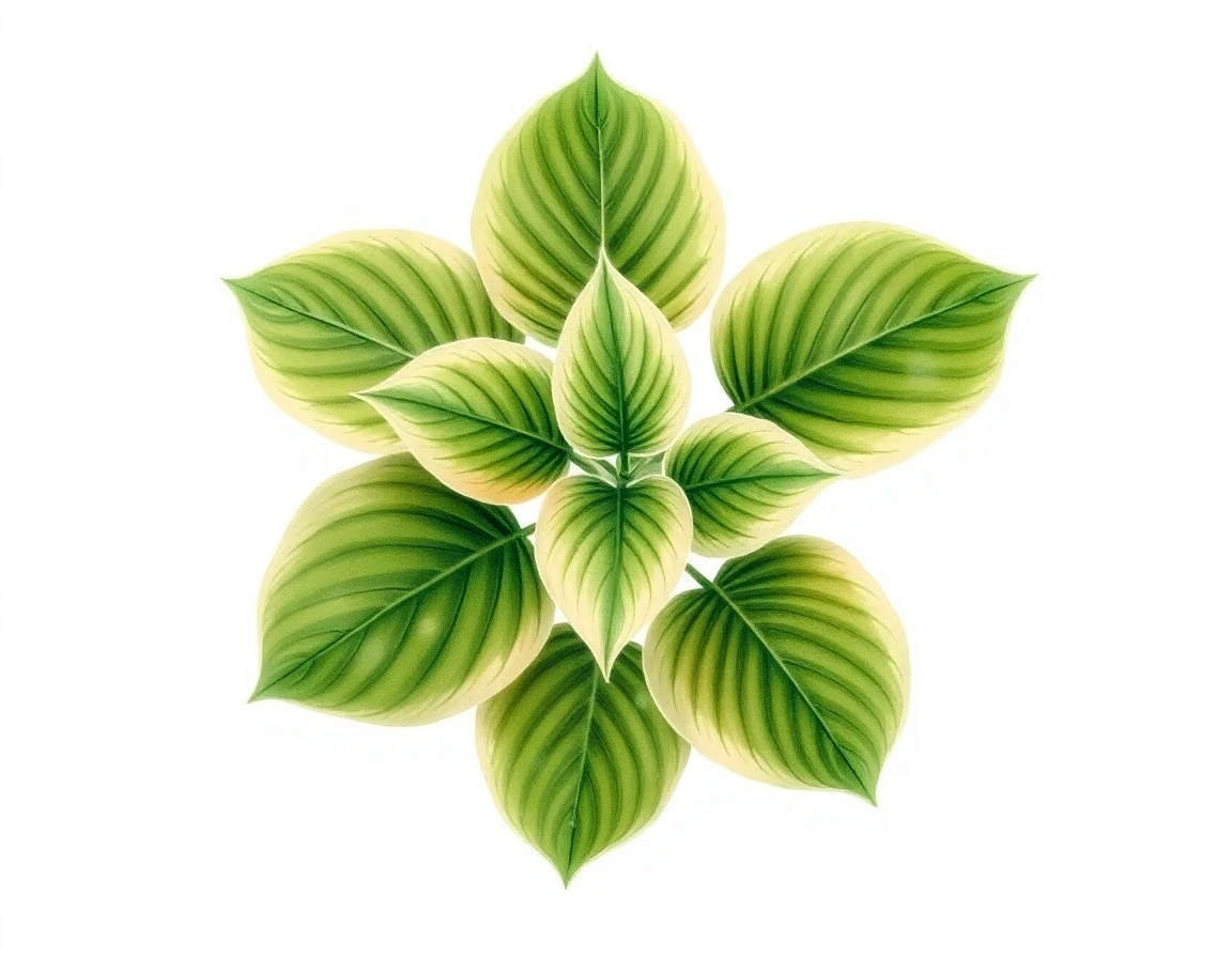 Watercolor illustration of Hosta 'Shirofukurin Hime Iwa'