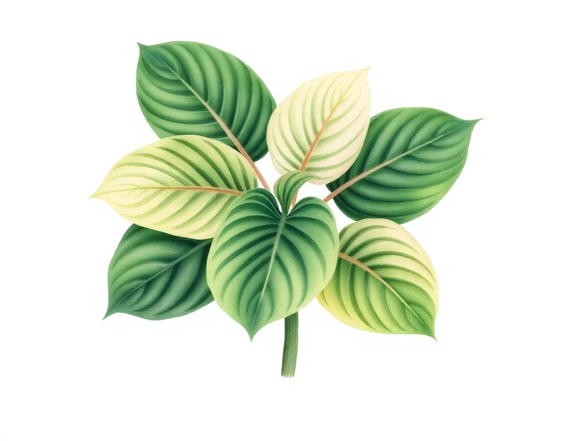 Watercolor illustration of Hosta 'Shoehorn'