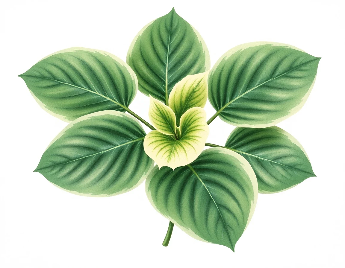 Watercolor illustration of Hosta 'Showtime'