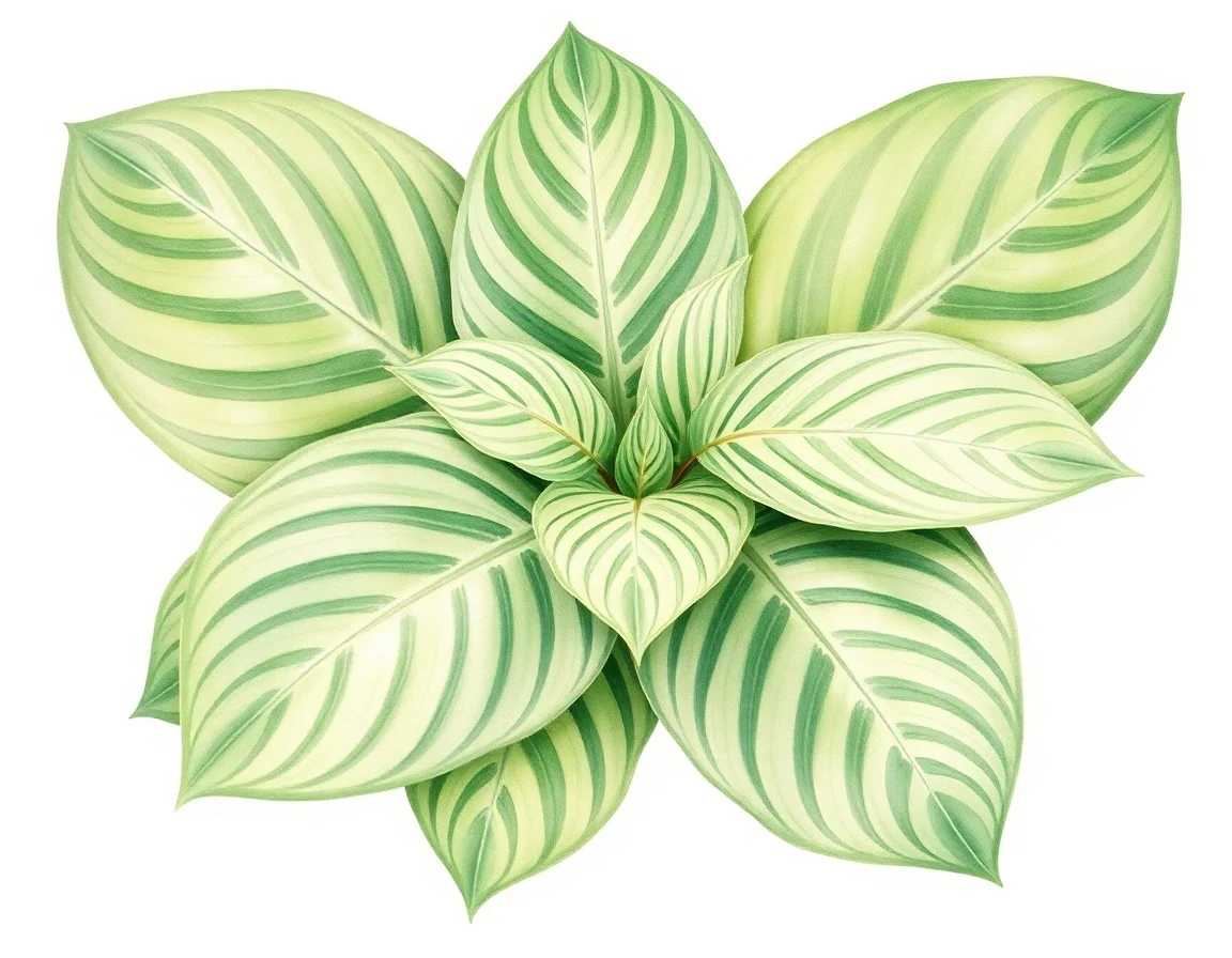 Watercolor illustration of Hosta 'Si Senor Pablo'