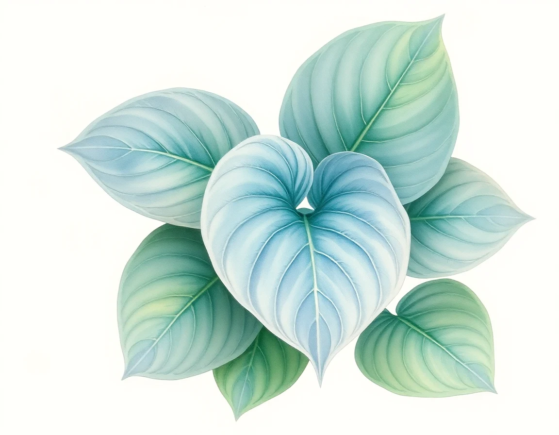 Watercolor illustration of Hosta 'Silver Bay'