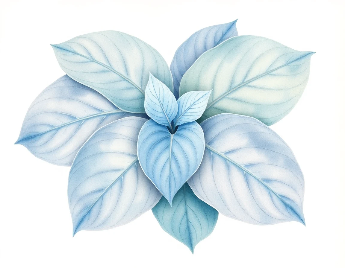 Watercolor illustration of Hosta 'Silver Bowl'