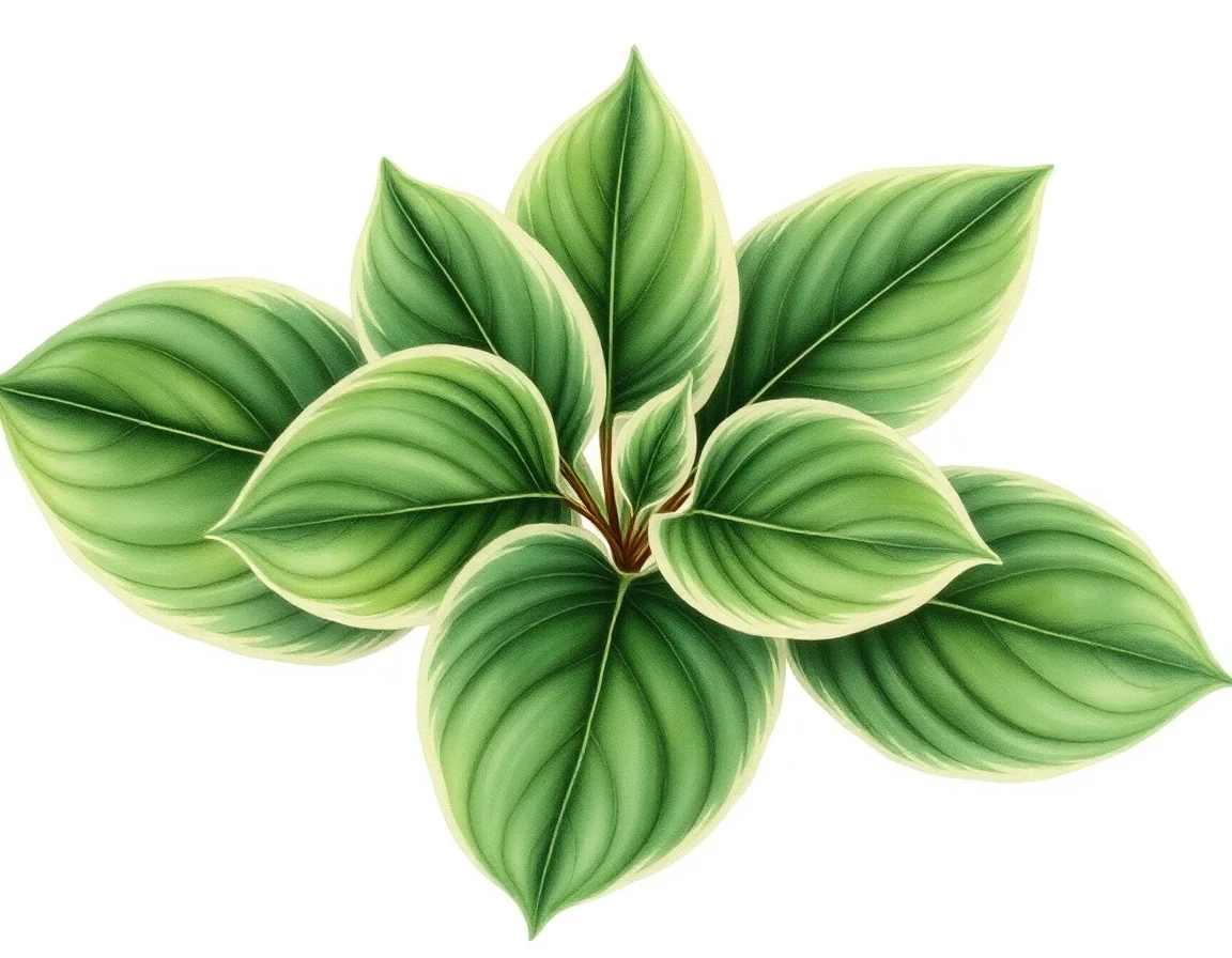 Watercolor illustration of Hosta 'Silver Chalice'