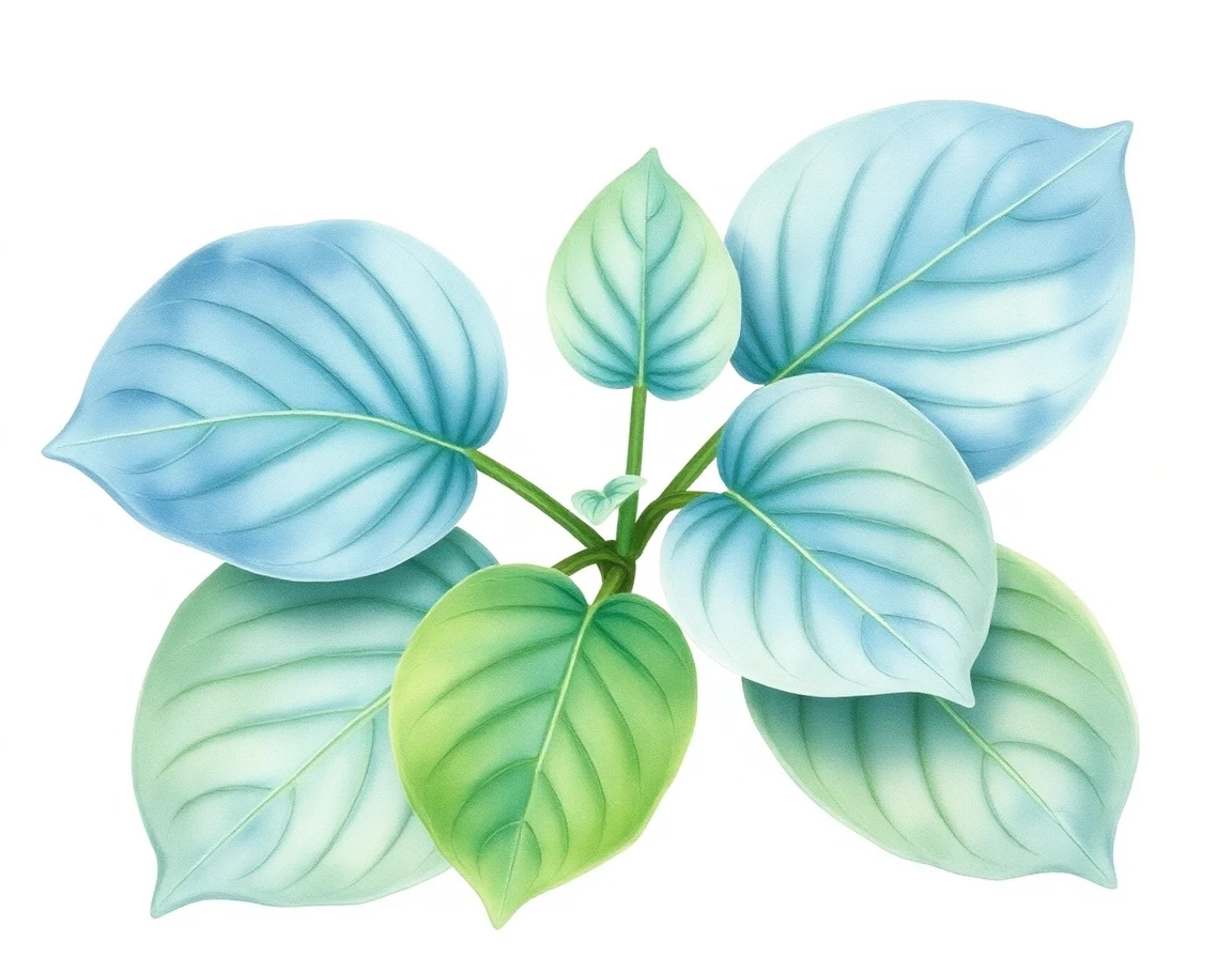 Watercolor illustration of Hosta 'Silver Tongued Devil'