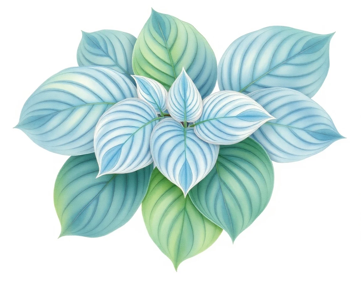 Watercolor illustration of Hosta 'Simply Irresistible'
