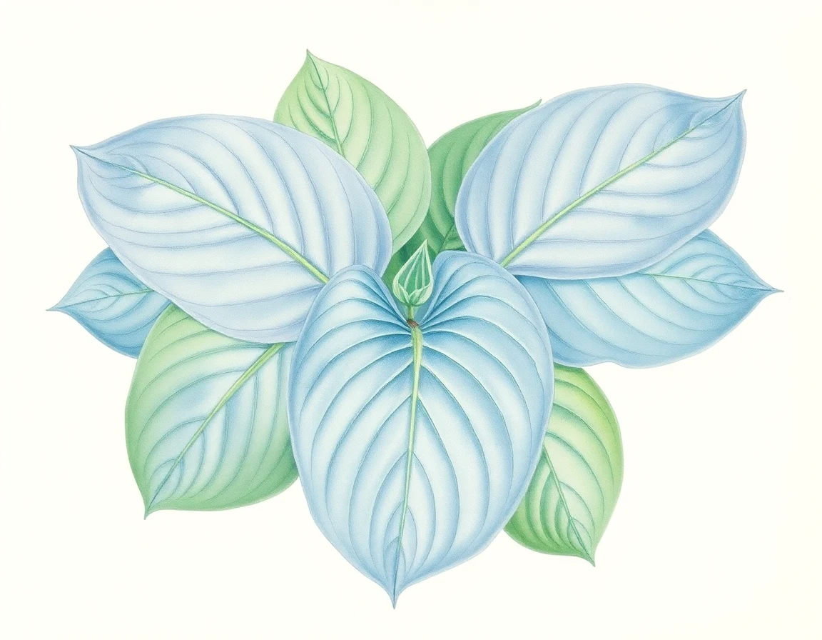 Watercolor illustration of Hosta 'Singing in the Rain'