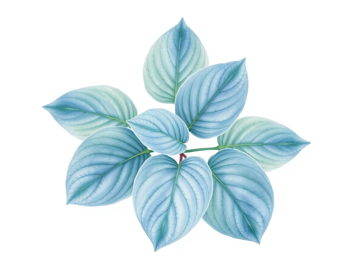 Watercolor illustration of Hosta 'Sky Dancer'