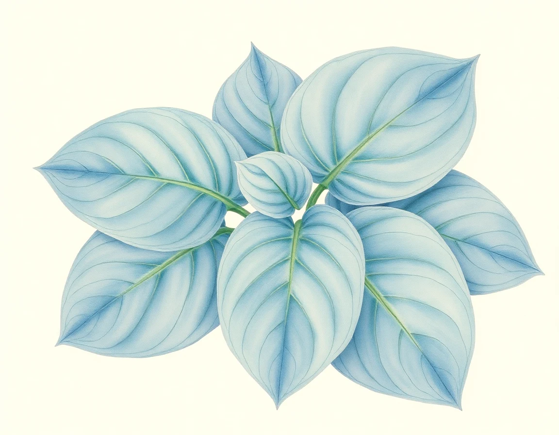 Watercolor illustration of Hosta 'Skywalker'