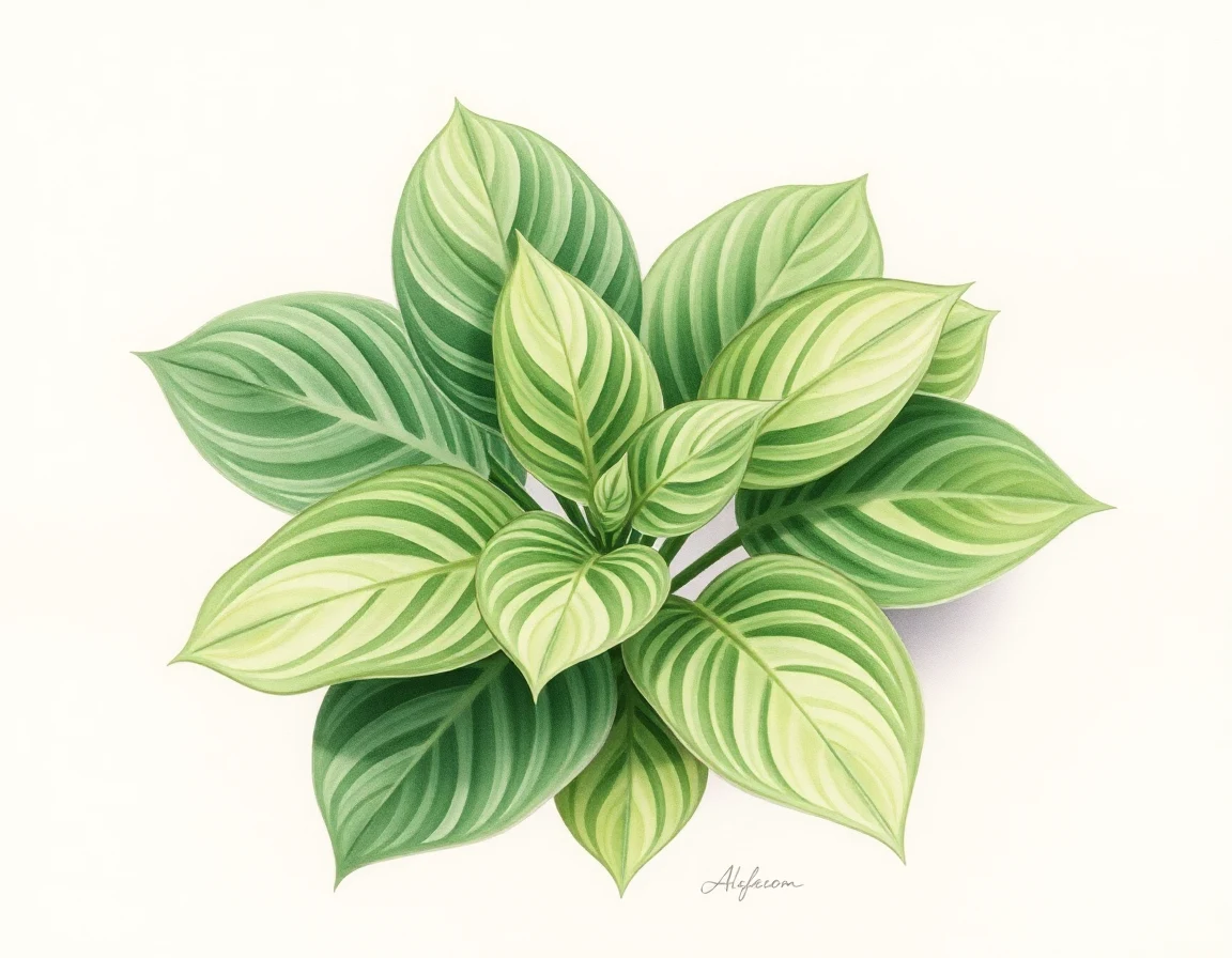 Watercolor illustration of Hosta 'Slim Polly'