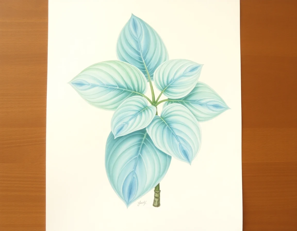 Watercolor illustration of Hosta 'Smoke Signals'
