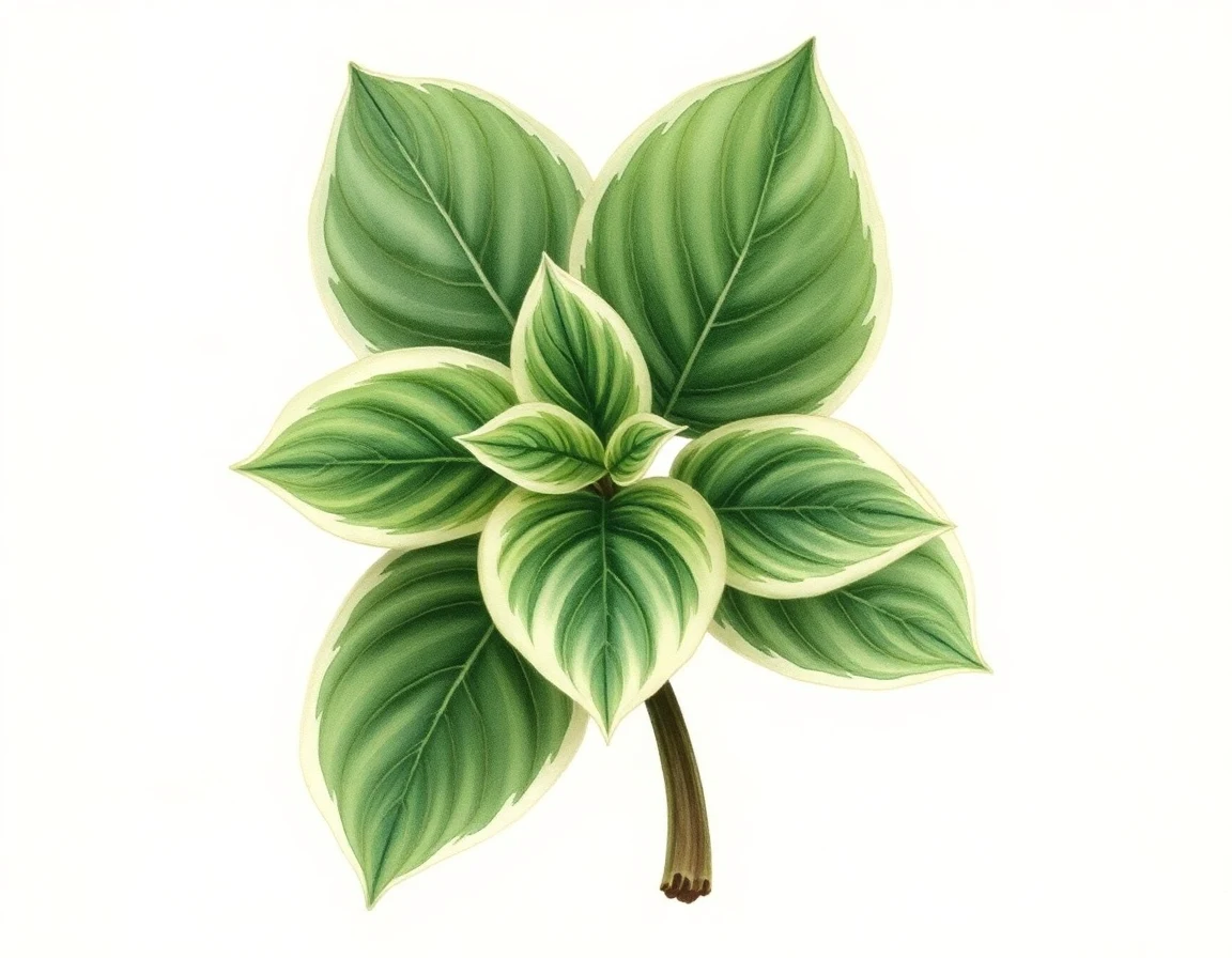 Watercolor illustration of Hosta 'Sno Cone'