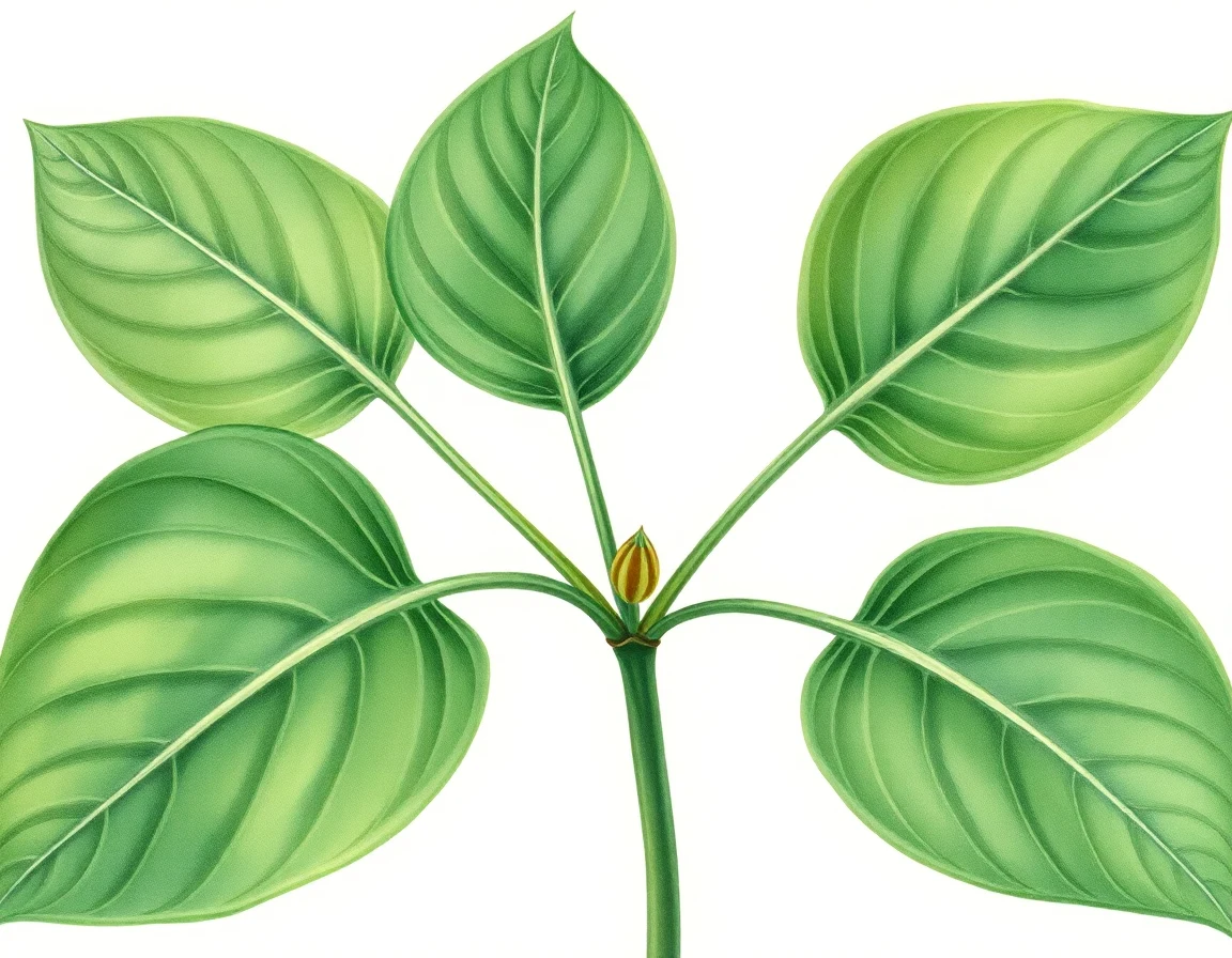 Watercolor illustration of Hosta 'Snow Cap'