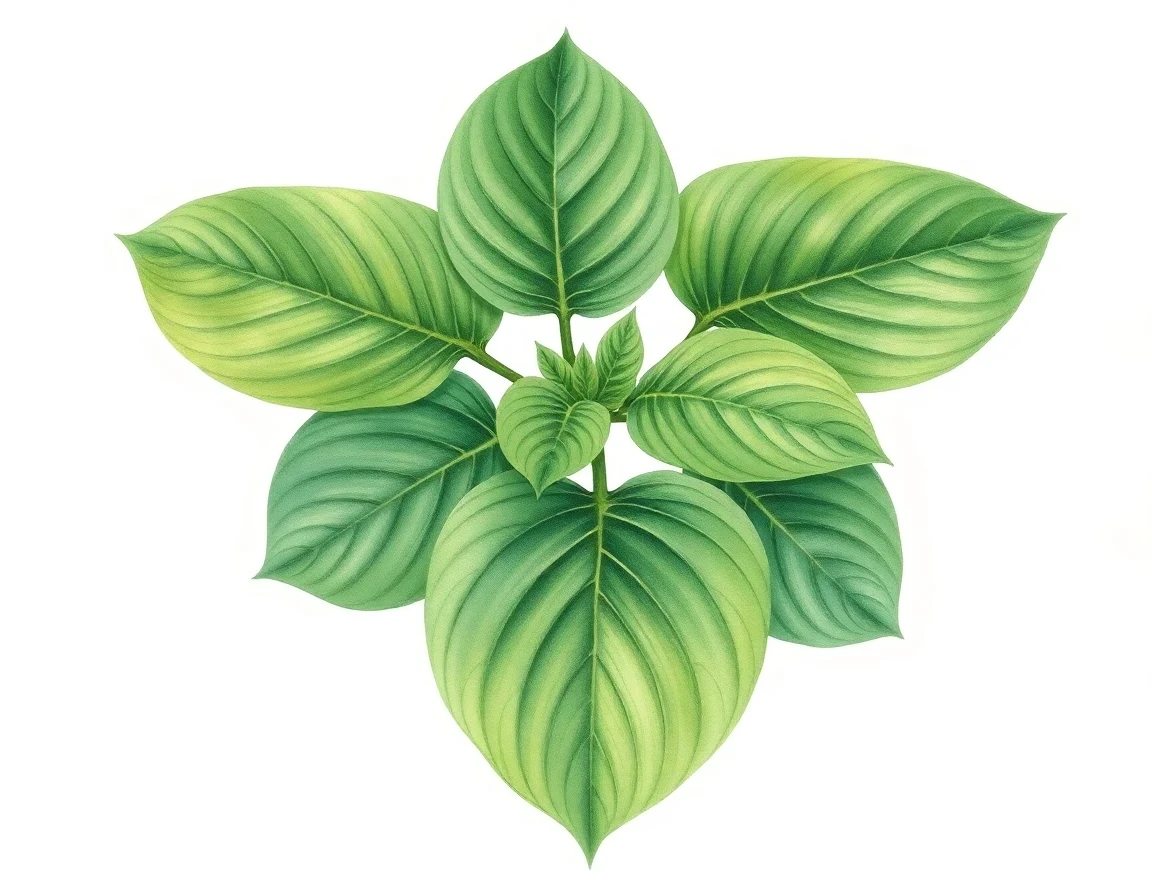 Watercolor illustration of Hosta 'Snow Flakes'