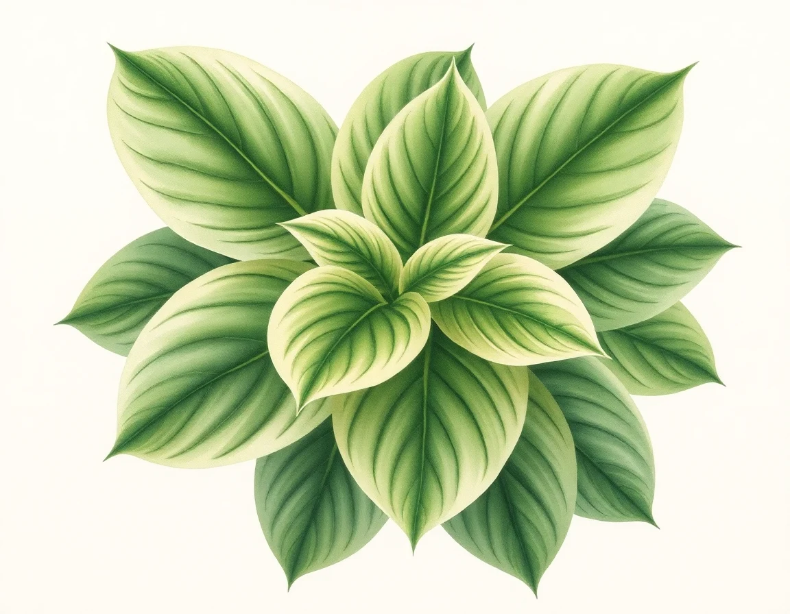 Watercolor illustration of Hosta 'Snowdrift'