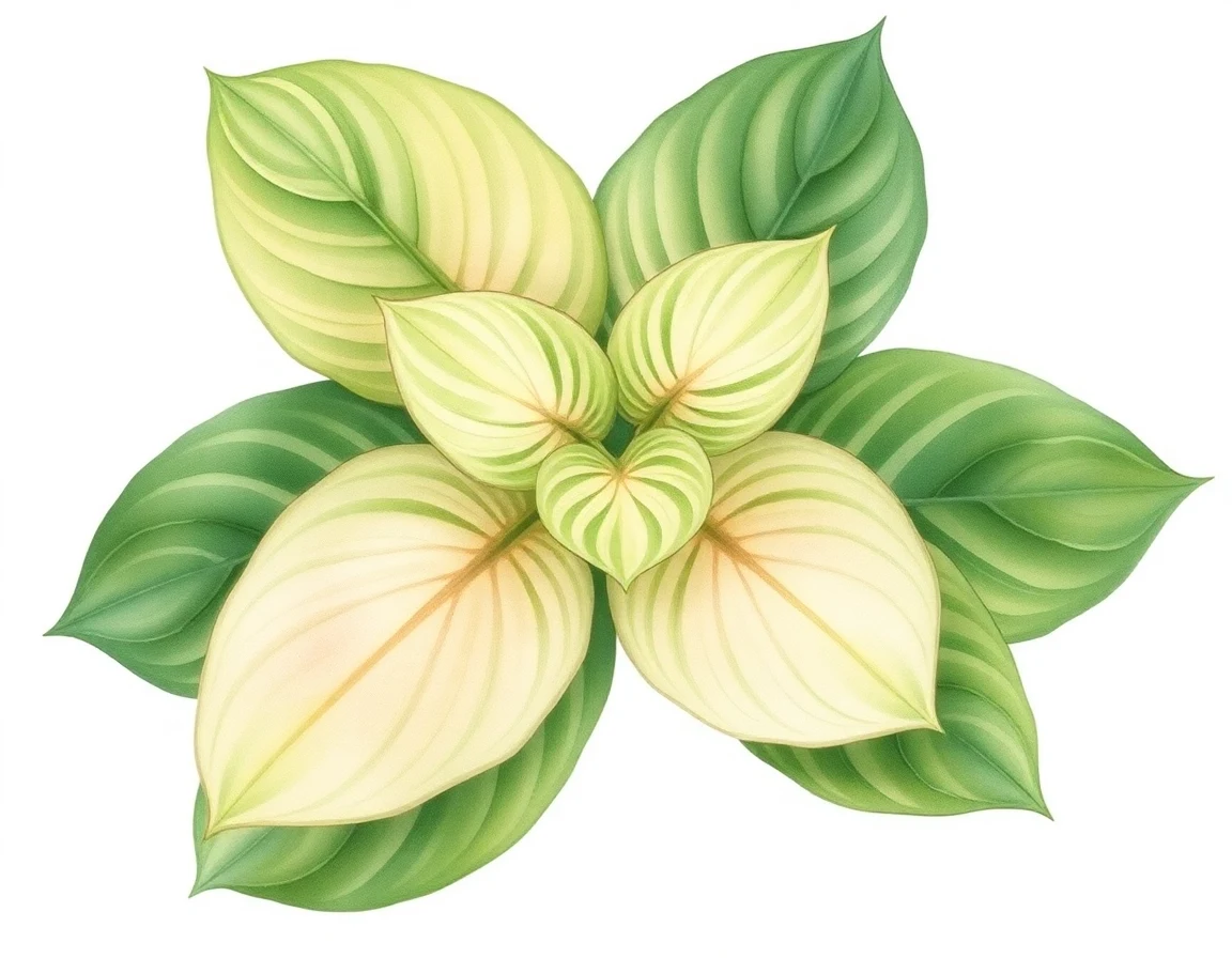 Watercolor illustration of Hosta 'Snowstorm'