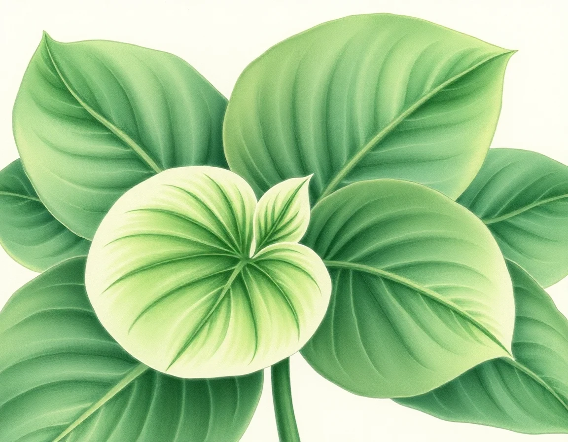 Watercolor illustration of Hosta 'Solar Eclipse'