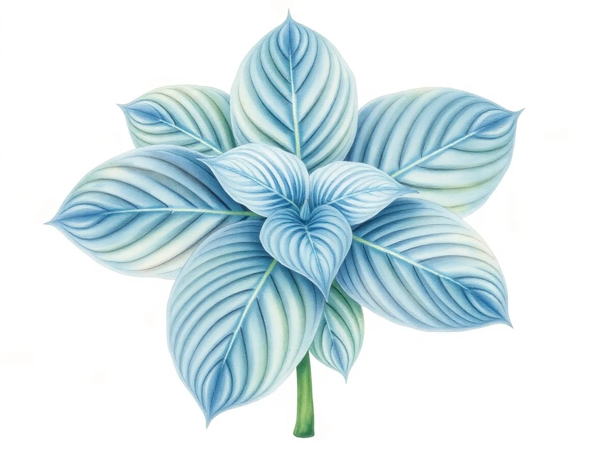 Watercolor illustration of Hosta 'Sombrero'