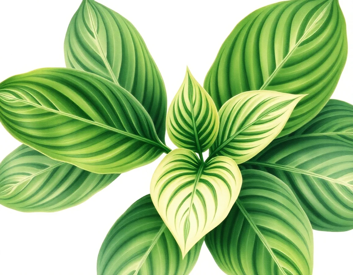 Watercolor illustration of Hosta 'Spinach Patch'