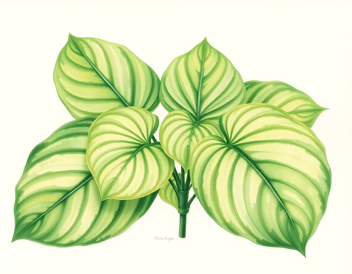 Watercolor illustration of Hosta 'Spirit of St Louis'