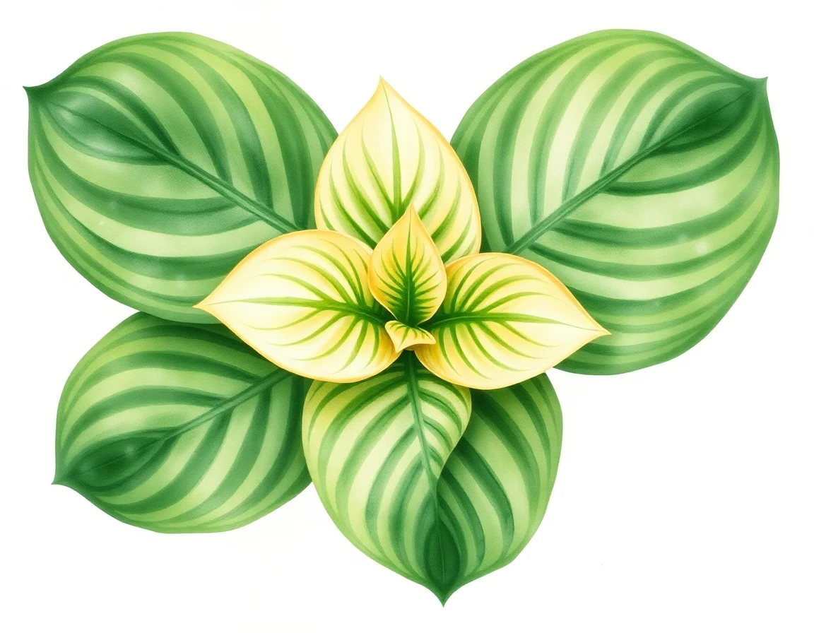 Watercolor illustration of Hosta 'Spit Shine'