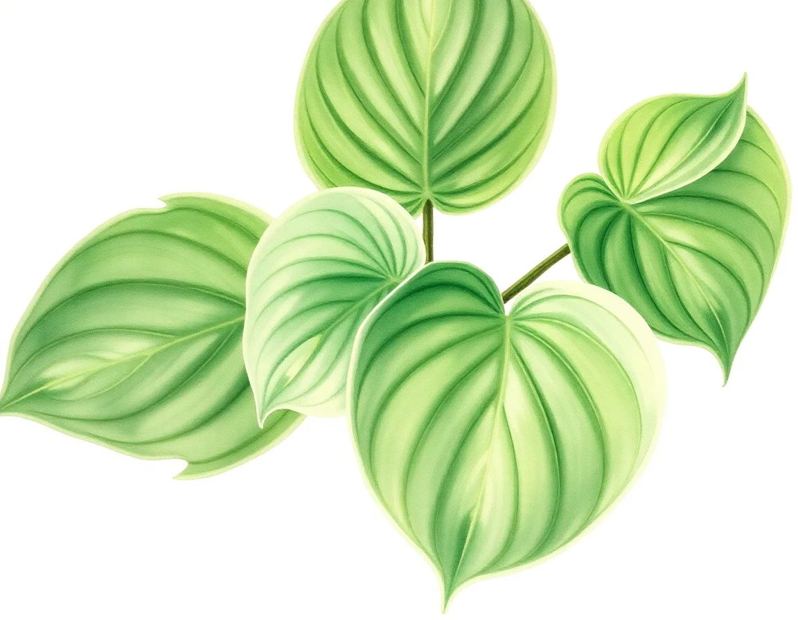Watercolor illustration of Hosta 'Splashed Leather'