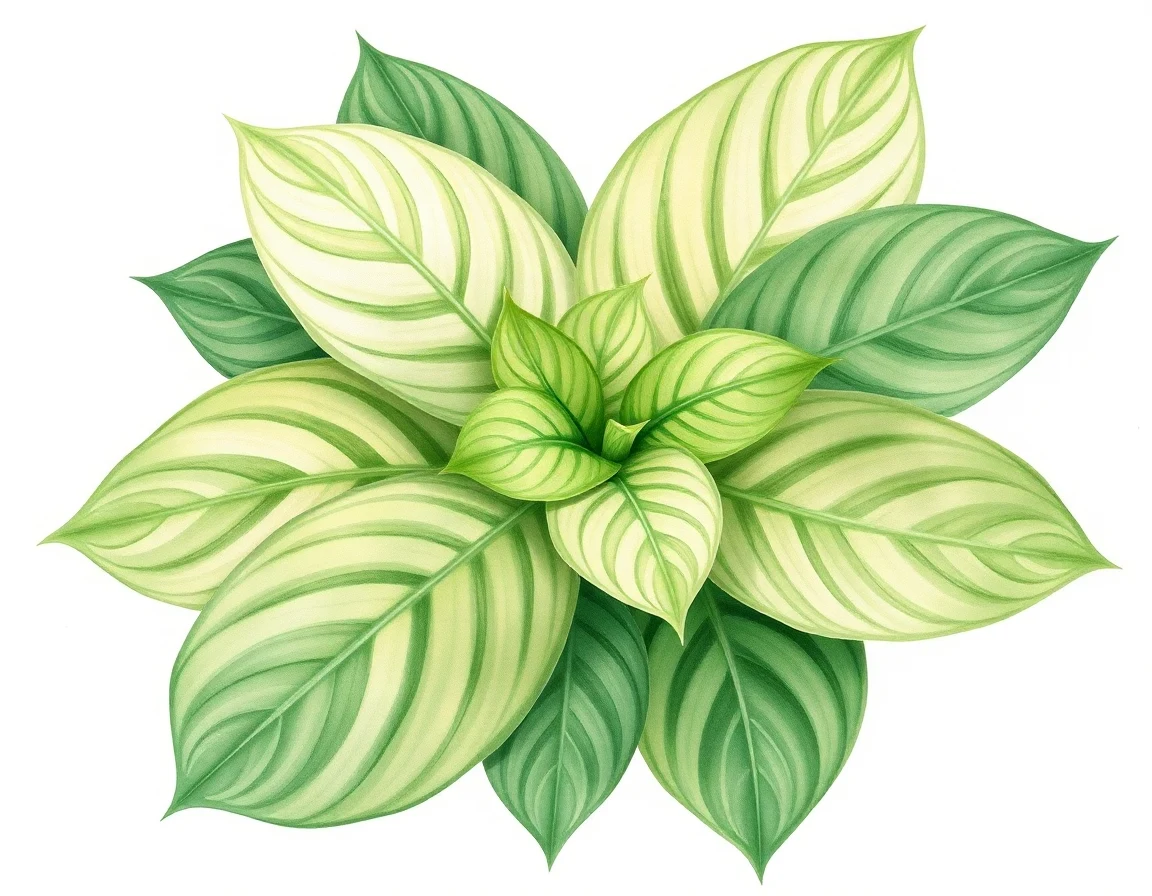 Watercolor illustration of Hosta 'Springdale Pride'