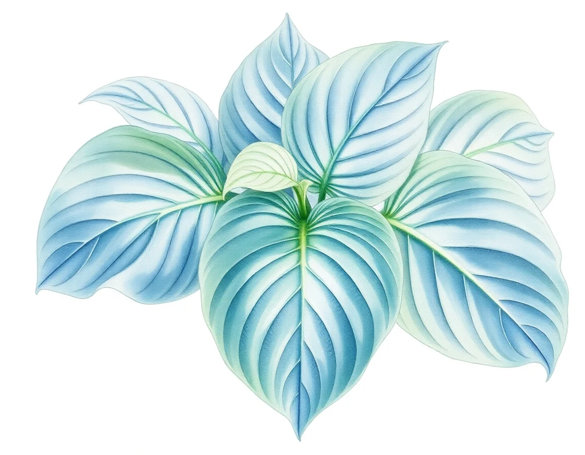 Watercolor illustration of Hosta 'Squash Blossom'
