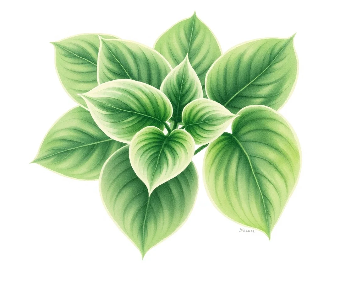 Watercolor illustration of Hosta 'Squiggles'