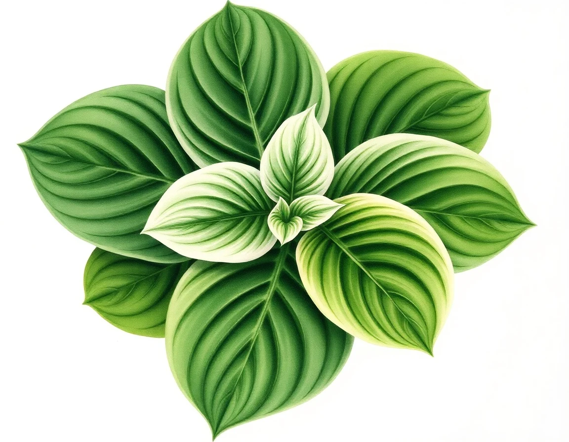 Watercolor illustration of Hosta 'Stairway to Heaven'
