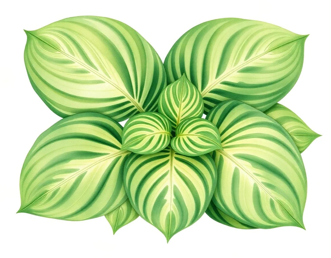 Watercolor illustration of Hosta 'Statue of Liberty'