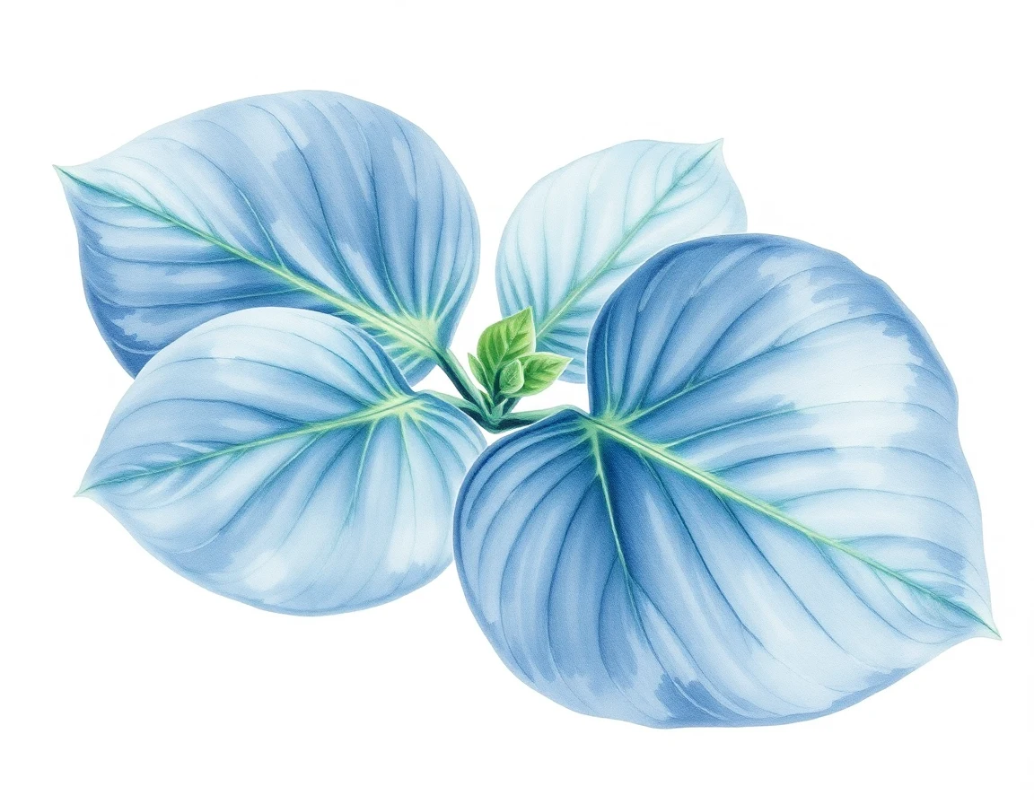Watercolor illustration of Hosta 'Steel Canopy'