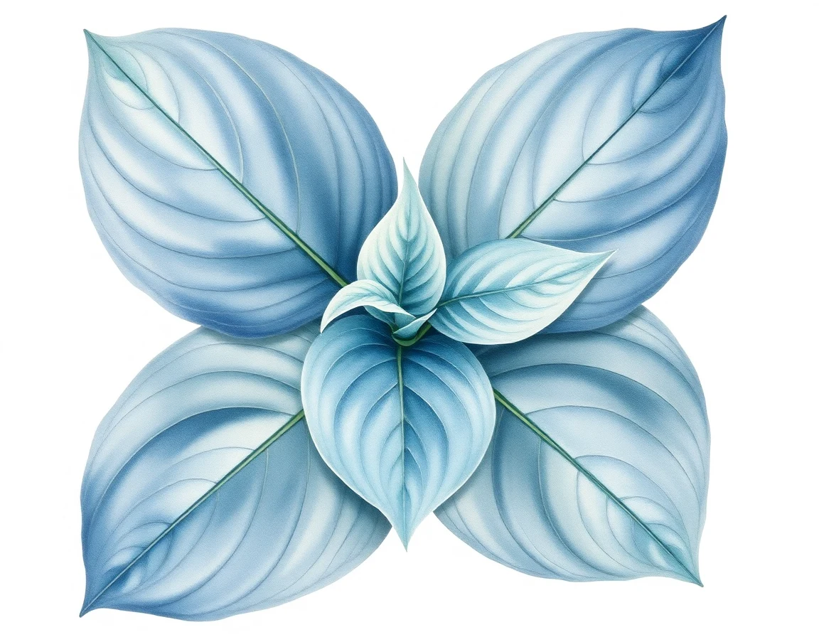 Watercolor illustration of Hosta 'Stellar by Starlight'