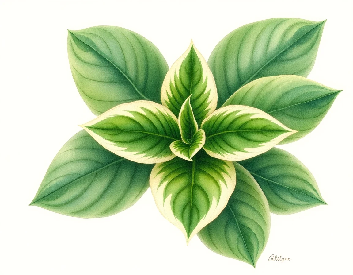 Watercolor illustration of Hosta 'Sting'
