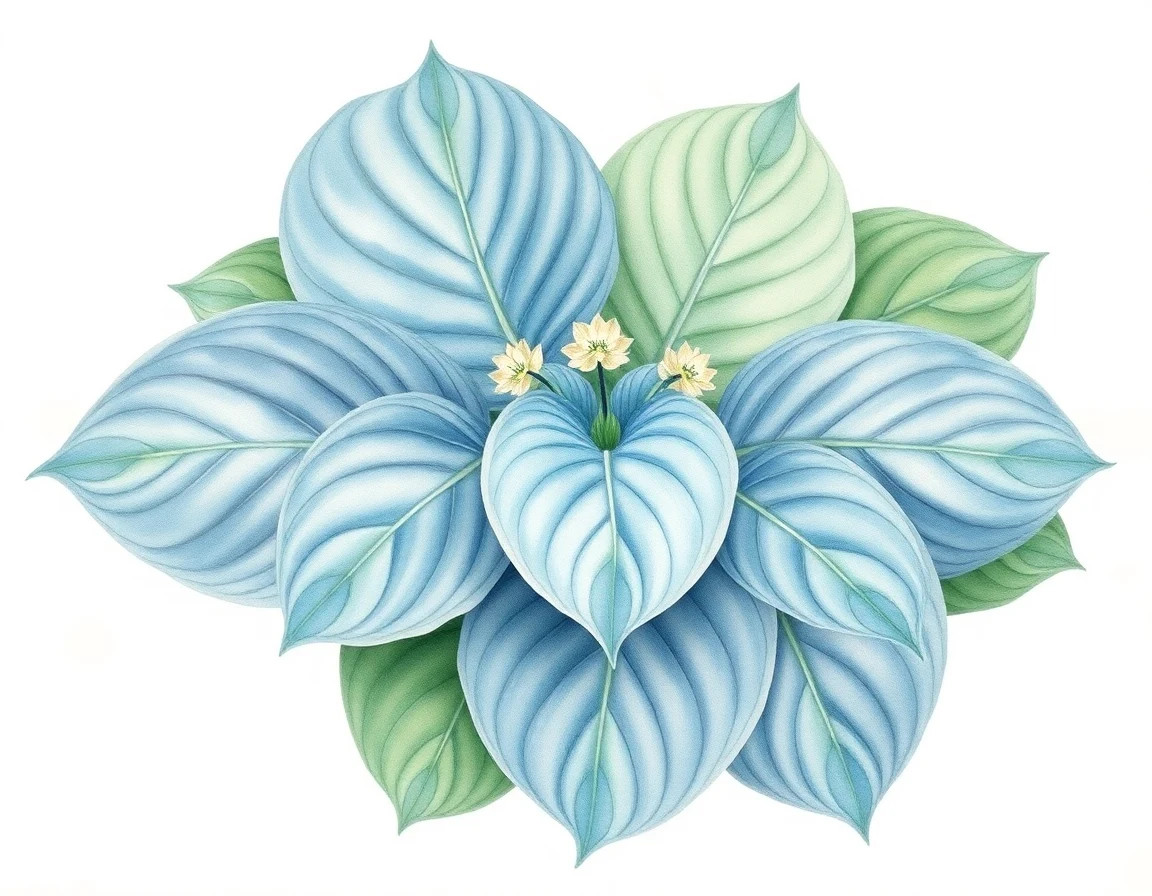 Watercolor illustration of Hosta 'Stormy Lake'