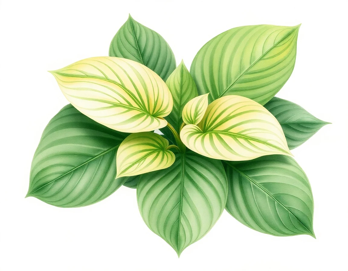 Watercolor illustration of Hosta 'Stormy Weather'