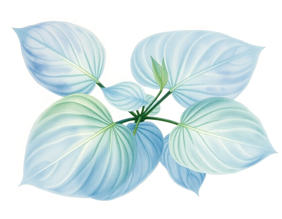 Watercolor illustration of Hosta 'String of Pearls'