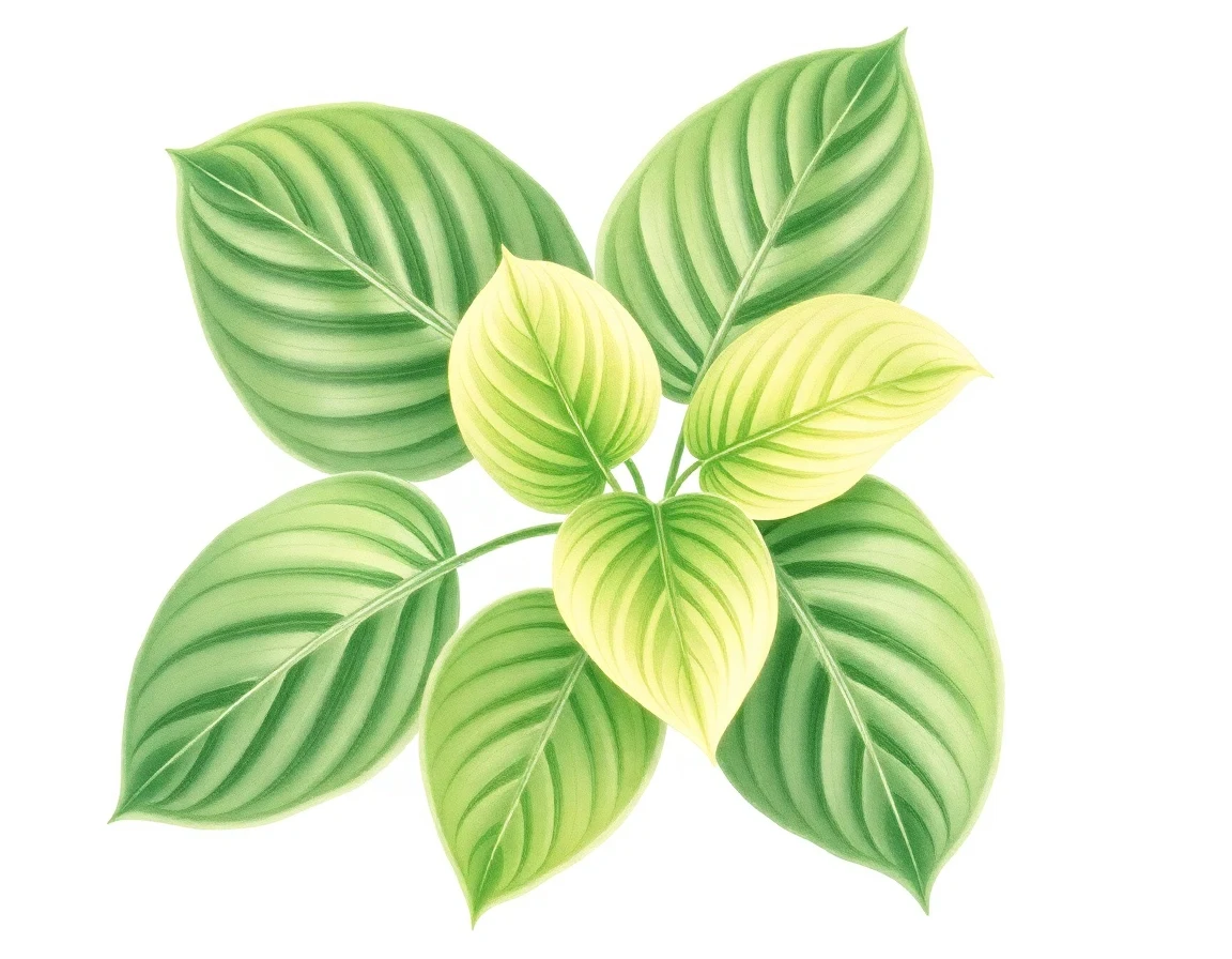 Watercolor illustration of Hosta 'Stripped Naked'