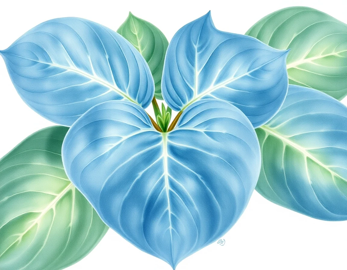 Watercolor illustration of Hosta 'Sum and Subtle'