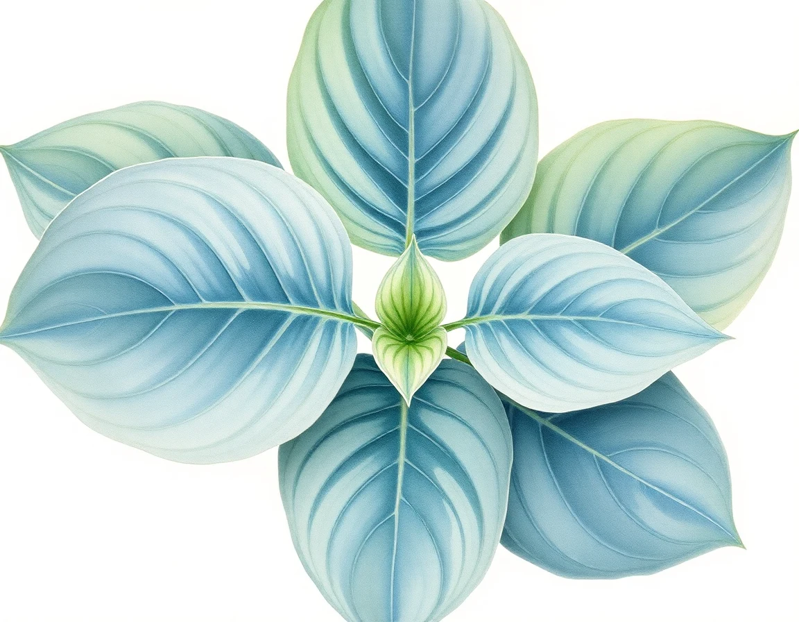 Watercolor illustration of Hosta 'Sum Streaker'