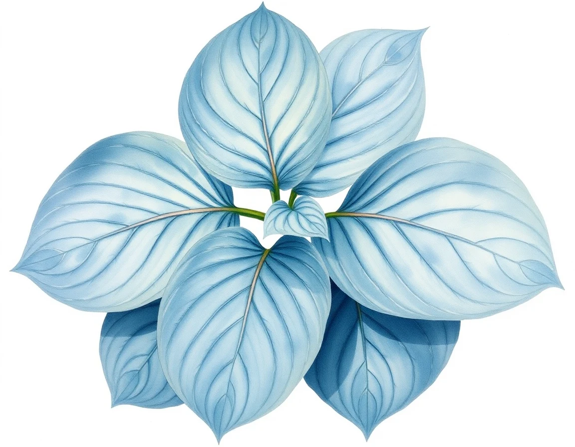 Watercolor illustration of Hosta 'Sum Zero'