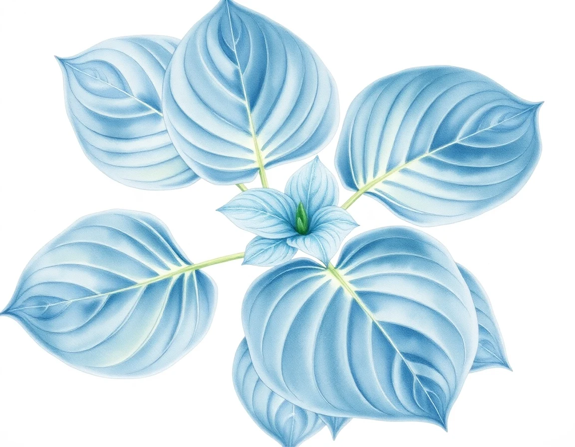 Watercolor illustration of Hosta 'Summer Rainbow'