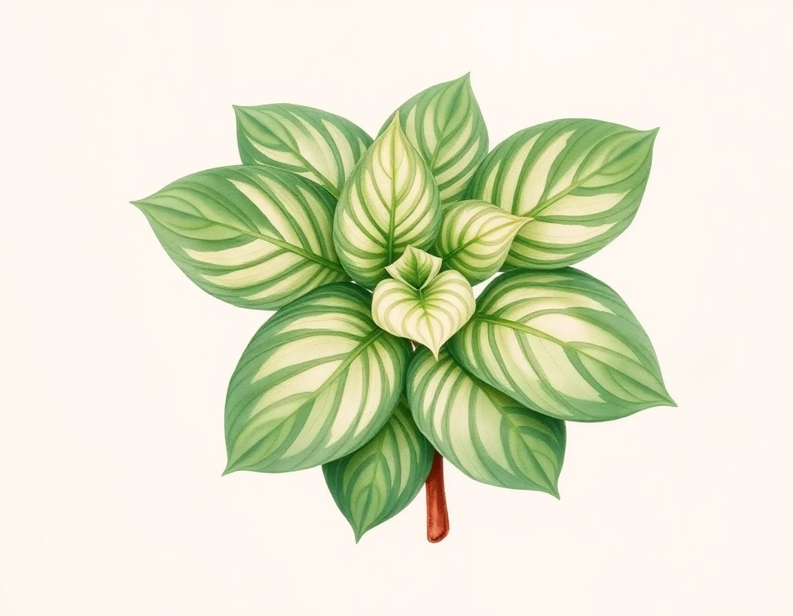 Watercolor illustration of Hosta 'Sweet Bo Peep'
