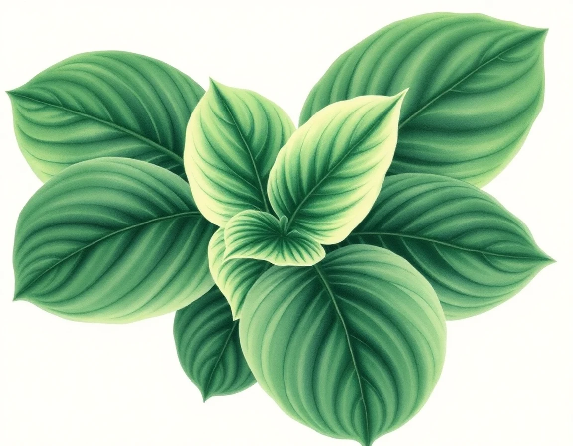 Watercolor illustration of Hosta 'Sweet Serenity'